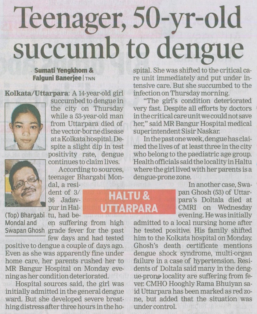 Teenager & 50 yrs. old succumb to dengue